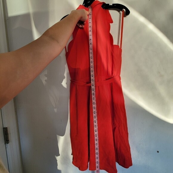 Monteau Red Scalloped Hem Sleeveless Button Front Belted Mini Dress Size Large - Picture 9 of 10